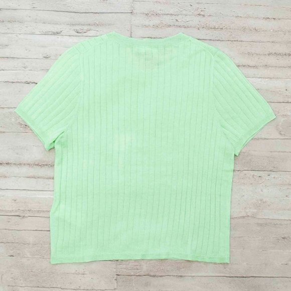 NWT J. Crew Silk and Cashmere Cropped T-Shirt in Frosty Green size L - Picture 3 of 9